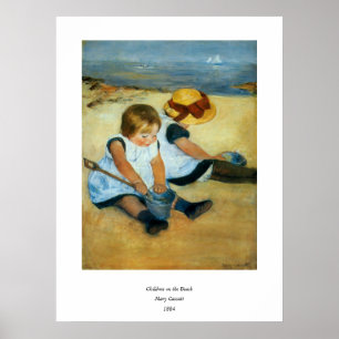 Poster Les enfants de Mary Cassatt sur la plage (1884)