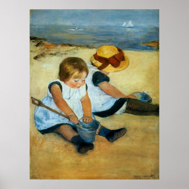 Poster Les enfants de Mary Cassatt sur la plage (1884) (Devant)