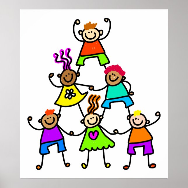 Poster Les enfants de travail d'équipe (Devant)