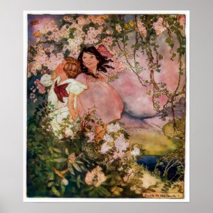 Poster Les enfants jouent dans l'affiche du printemps heu