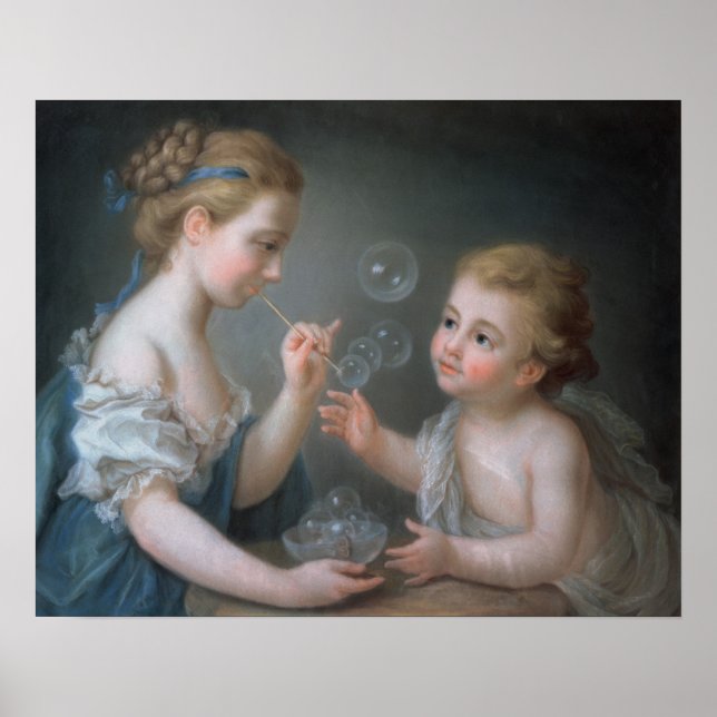 Poster Les enfants soufflent des bulles (Devant)