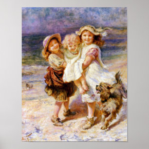 Poster Les enfants sur la plage
