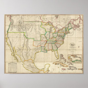 Poster Les Etats-Unis avec les Anglais contigus
