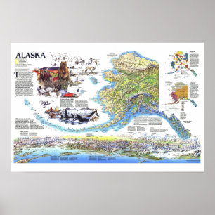 Poster Les "Etats-Unis : Carte 1994 de l'ALASKA avec des