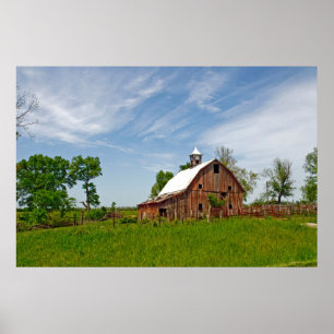 Poster Les Etats-Unis, le Kansas. Vieille grange rouge