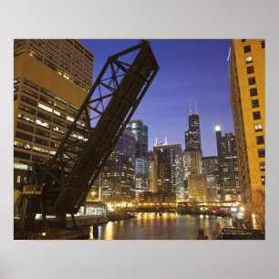 Poster Les Etats-Unis, l'Illinois, Chicago, la rivière