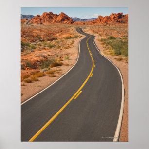 Poster Les Etats-Unis, Nevada, vallée du feu, route de