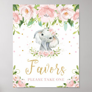 Poster Les Faveurs Florales Pink Eléphant Blush Prennent 
