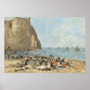 Poster Les femmes à Washerwomen sur la plage - Eugène Bou