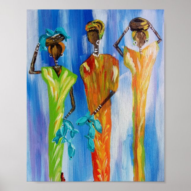 Poster Les femmes africaines sur le marché Imprimer (Devant)