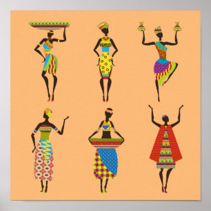 Poster Les femmes africaines tribales dans le traditionne