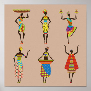 Poster Les femmes africaines tribales dans le traditionne