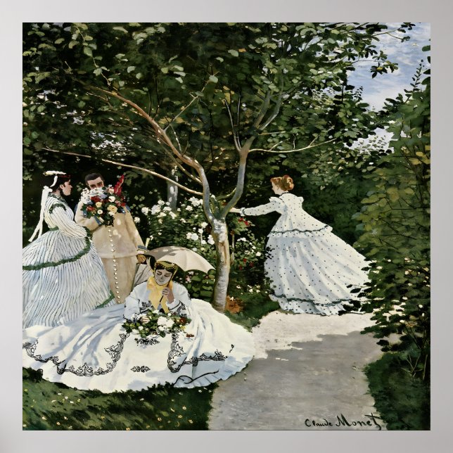 Poster Les femmes dans le jardin par Claude Monet (Devant)