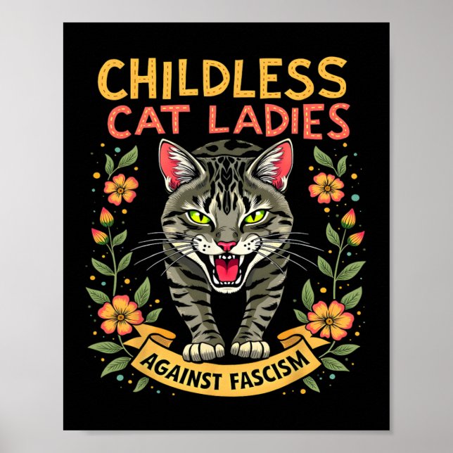 Poster Les femmes de chat sans enfants contre le fascisme (Devant)