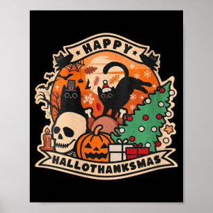 Poster Les femmes heureux Hallothanksmas Halloween Thanks