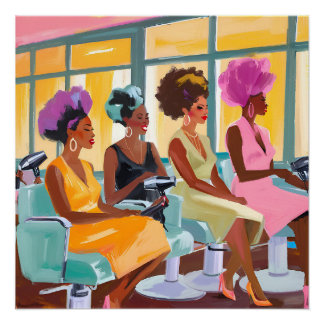 Poster Les femmes noires dans le salon de coiffure