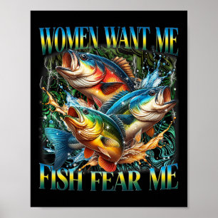 Poster Les femmes vintage me veulent pêcher B me craindre