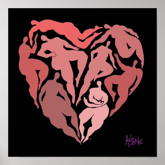 Poster Les figures inspirées de Matisse en forme de coeur (Devant)
