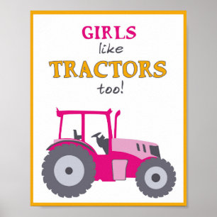 Poster Les filles aiment les tracteurs aussi nurserie tra