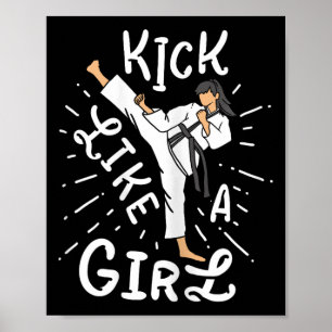 Poster Les filles de karaté coup de pied comme un taekwon