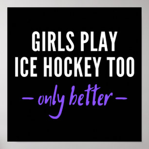Poster Les filles jouent aussi au hockey sur glace. C'est