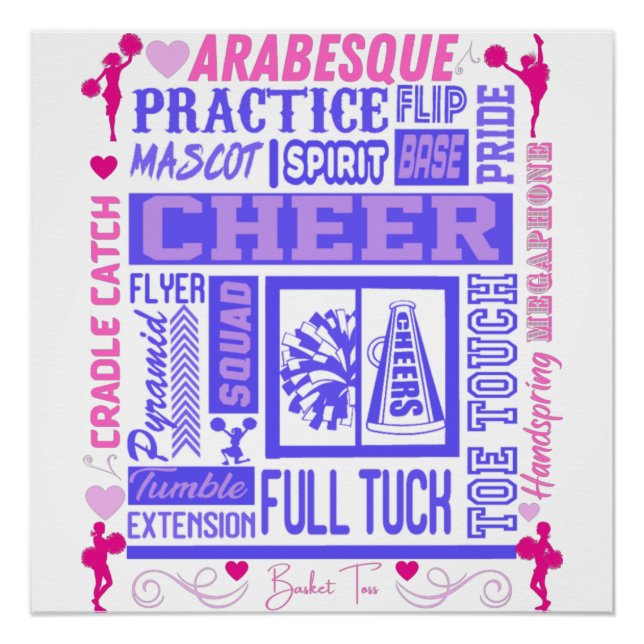 Poster Les filles typographie guerrière en rose et violet (Devant)