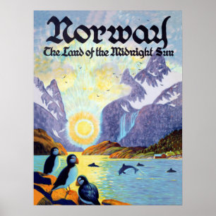 Poster Les fjords norvégiens, le pays du soleil de minuit