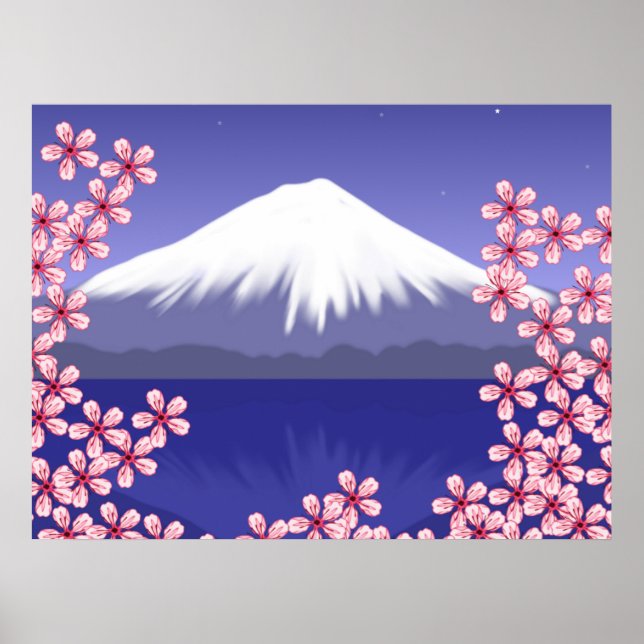 Poster Les fleurs du mont Fuji et du Sakura (Devant)