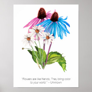 Poster Les fleurs sont comme des amis   Devis inspirant