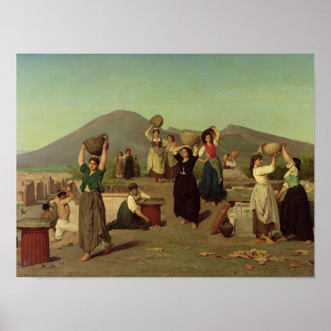 Poster Les fouilles à Pompéi, 1865 (Devant)