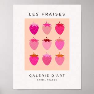 Poster Les Fraise 02 Fraises De Préppy Rose Et Orange
