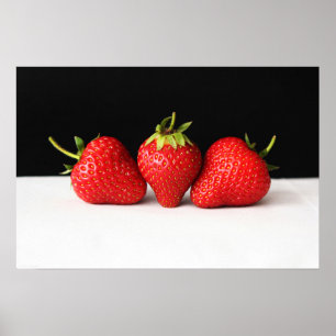 Poster Les fraises en noir sur blanc