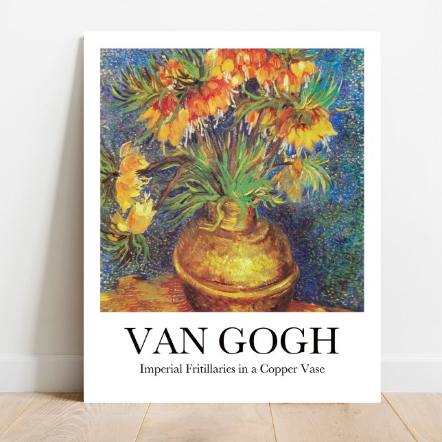 Poster Les frères impériaux dans un vase de cuivre par Va (Van Gogh's Vibrant Blooms: "Imperial Fritillaries." High-quality art poster)