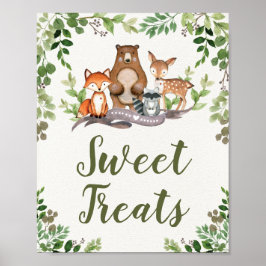Poster Les friandises Baby shower forestier des bois Fave