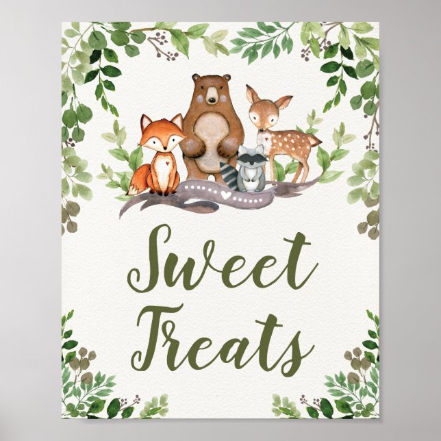 Poster Les friandises Baby shower forestier des bois Fave (Devant)
