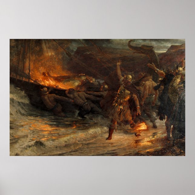 Poster Les funérailles d'un Viking Frank Dicksee 1893 (Devant)