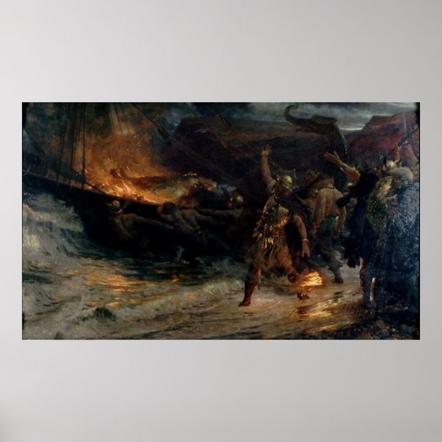 Poster Les funérailles d'un viking par Frank Bernard Dick (Devant)