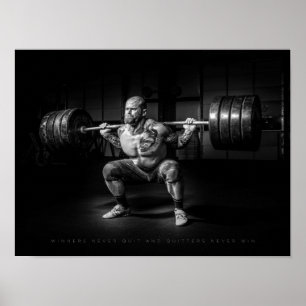 Poster Les gagnants ne quittent jamais   Gym Motivationne