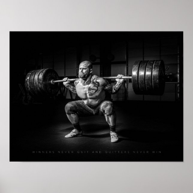 Poster Les gagnants ne quittent jamais | Gym Motivationne (Devant)