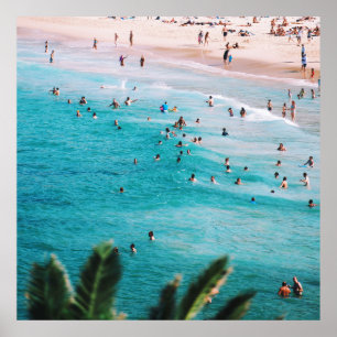Poster Les gens qui nagent sur la plage