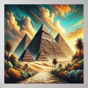 Poster Les Grandes Pyramides de Giza Égypte Voyage