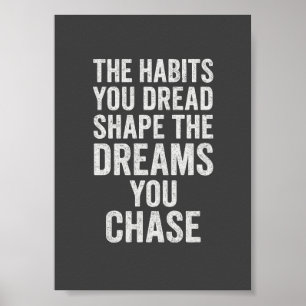 Poster Les habitudes que vous craignez - Citation Motivat