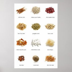 Poster Les herbes et les épices saines énumèrent l'amour
