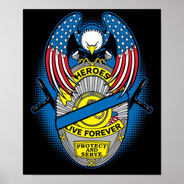 Poster Les héros de la police vivent pour toujours Badge  (Devant)