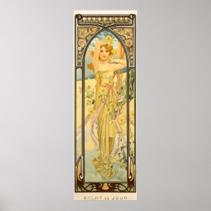 Poster Les Heures du Jour, Clarté du Jour par Mucha