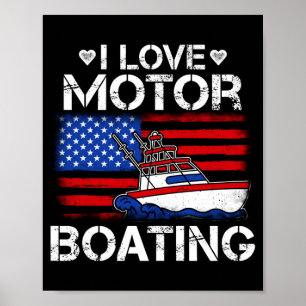 Poster Les hommes aiment le motorboating drapeau américai