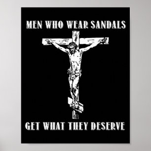 Poster Les hommes Jésus qui portent des sandales obtienne