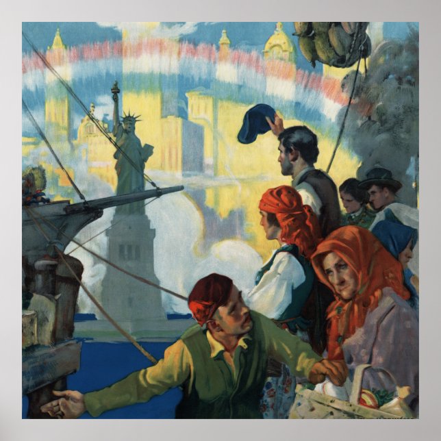 Poster Les immigrants et la statue de la liberté (Devant)