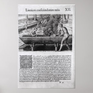 Poster Les Indiens de Virginie fabriquent des bateaux à b