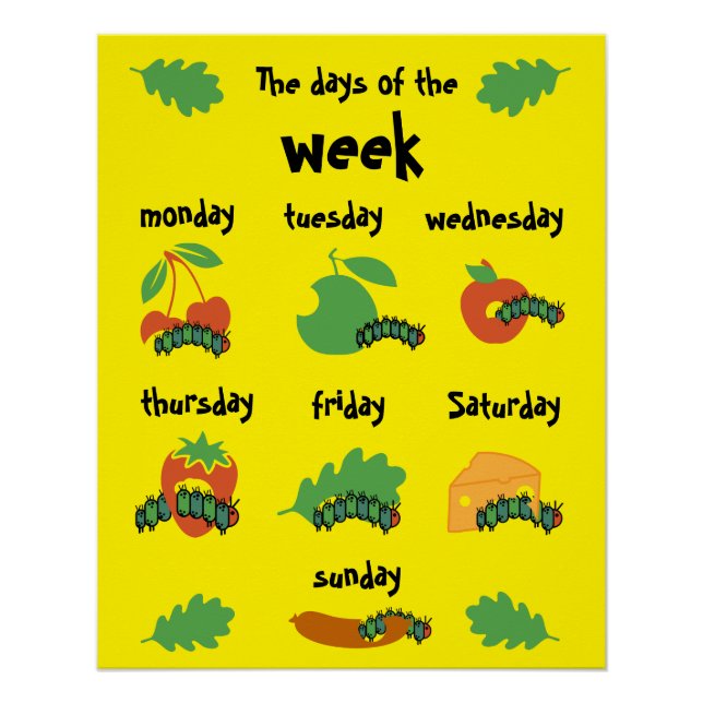 Poster Les Jours De Pépinière Pour Enfants De La Semaine (Devant)